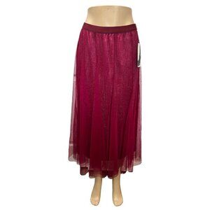 Women's Raspberry Pink Sparkly Layered Maxi Skirt‎